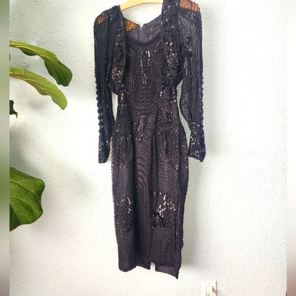 Eve's Allure vintage silk embellish sequins beads midi bolero style dress - Picture 1 of 15
